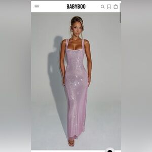 Sleeveless Sequin Sheath Maxi Dress in Light Pink